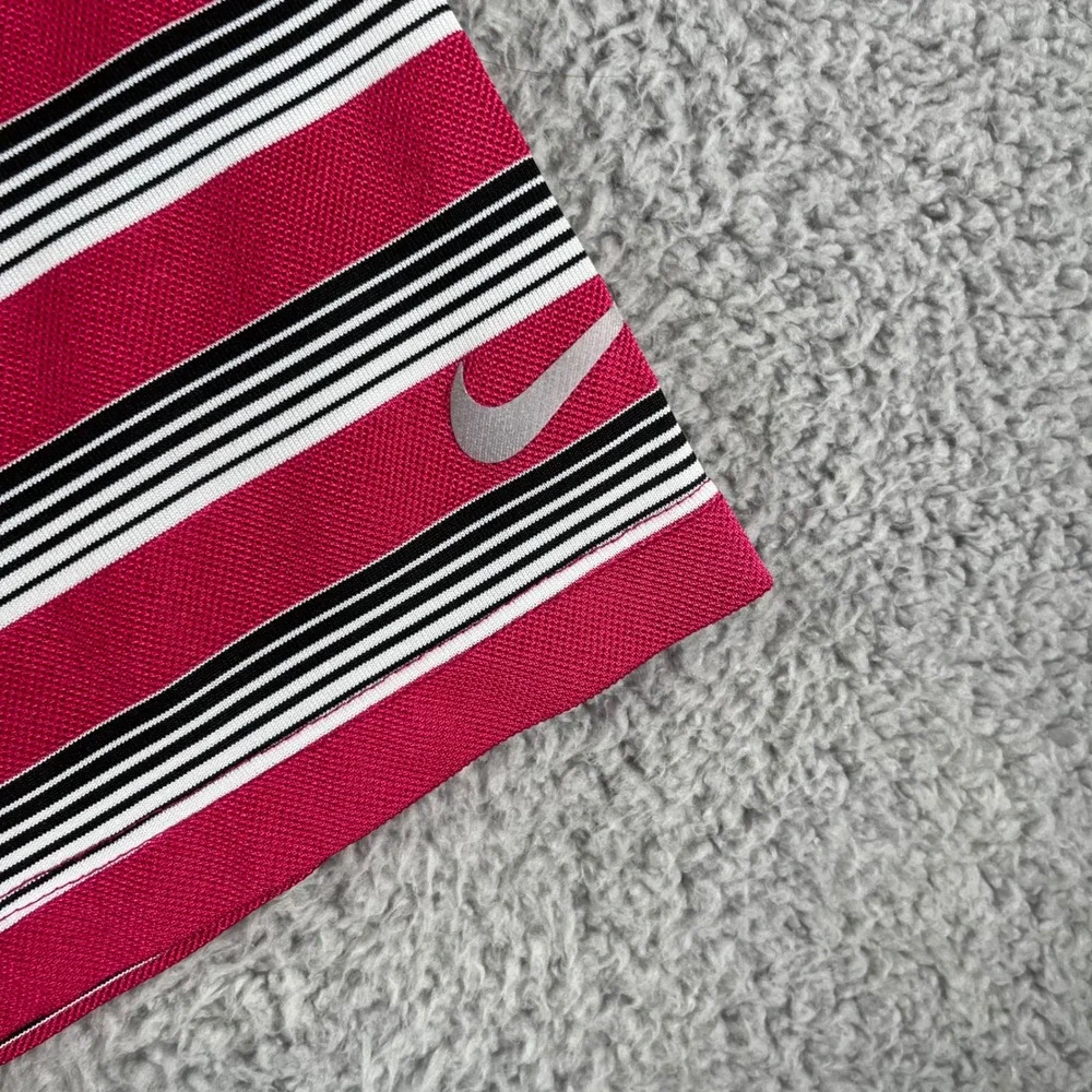 Nike Golf Men's Tour Performance Dri-Fit Fuchsia Short Sleeve Polo Striped Sz‎ M